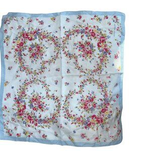 laura ashley blue pink floral print cotton handkerchief scarf